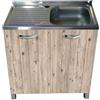 MABEL Mobile Sottolavello Cucina Node Organizer in Legno Nobilitato con Lavello da Appoggio in Acciaio Vasca a Destra con Gocciolatoio - L 80 cm x P 50 cm x H 83,5 cm