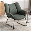 Ya-Home Poltrona Imbottita Sedia da Salotto Moderno con Gambe in Metallo Poltroncine Salotti in Tessuto di Lino Poltroncina con Braccioli per Camera da Letto/Soggiorno, Verde