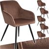 tectake® Set 6 Sedie Sala da Pranzo Effetto Velluto, Sedie Soggiorno con Morbida Imbottitura, Seduta Ergonomica, Poltrone Velluto Versatili, Sedie Design Moderno - Marrone/Nero