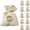 Regalami.Shop Set Sacchetti per bomboniera in Tessuto Avorio con Applicazione in Legno Naturale (cresima, 10)