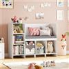 HOCSOK 110 cm Libreria Panca, Scaffale Portagiochi bambini, libreria con cuscini, Scaffale per Cameretta, 80.5×40×110cm, Bianco