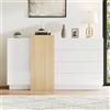 SUKY Mobile Credenza Soggiorno con Cassetti e Ante, Credenza Moderna in Legno per Salotto, Design Elegante, Madia Soggiorno per Salotto e Ingresso, Bianco Lucida, 140 * 81 * 35 cm