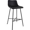 CLP Sgabello da Bar Imbottito Altona, Sedia da Bar con Schienale e poggiapiedi, Sgabello Moderno per Cucina, con Struttura in Metallo Nero, Colore:Nero, Materiale:Ecopelle
