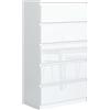 meble masztalerz Cassettiera Camera da Letto con 5 Cassetti - Credenza Soggiorno - Moderna Comò - Cassettiera Alta - Mobiletto con Cassetti - Bianca Lucida 70 x 39 x 124,5 cm