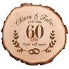 Casa Vivente Fetta di Tronco d'Albero in Legno con Corteccia, Incisione Personalizzata per Anniversario Nozze di Diamante con Nomi e Data, 60 Anni Uniti nell'Amore, Accessori Decorativi