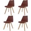 Bricozone Set Di 4 Sedie Per Sala Da Pranzo Ufficio Ideale Per Soggiorno Sala Riunione Con Gambe In Faggio Legno Massello Massiccio Stile Nordico Scandinavo Seduta Comoda Imbottita (Tortora)