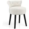 COSTWAY Poltrona da Trucco in Velluto, Sgabello Soggiorno con Gambe in Legno Massello, Sedia d'Accent per Camera da Letto, Soggiorno, Portata 110 kg (Bianco)