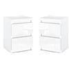 MRBLS_HOME Set di 2 Comodini Moderni con Cassetti, Armadietto da Notte, Mobile per Camera da Letto in Legno con Cassetti - Finitura Opaca e Lucida (Bianco Opaco - Bianco Lucido) - 30 x 43 x 32,5 cm (L