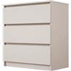 3E 3xE living.com Cassettiera 3 cassetti - colore cashmere, 70 x 79 x 39 cm - mobile contenitore moderno