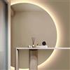 Dijateman 100cm Semicerchio Specchio Minimalista, 120cm Specchio a Figura Intera con Touch Control, Intelligente 3 Colori di Luce Regolabile, Parete Decorativo(Left cut,51in)