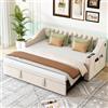 Soweiz Divano letto imbottito, 90/180 x 190 cm, braccioli più larghi e spessi con porta di ricarica USB, ripiano integrato nei braccioli, con rete a doghe, tessuto di velluto, senza materasso (beige)