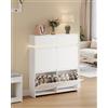 Hzuaneri Armadietto Portascarpe 4 Livelli, Stretto con Luce a LED, Ripiani Regolabili, per 20 Paia, 24 x 100 x 119 cm, per Ingresso, Corridoio, Antistante, Bianco SR53603XEU