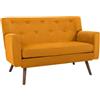 CLP Divano 2 posti Kioni in Velluto a Coste, Comodo per Soggiorno, Imbottitura Confortevole, Portata Fino a 240 kg, Gambe in Legno di caucciù, Colore:Arancione