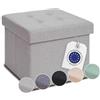 Blumtal panca contenitore - pouf da camera da letto 41x31x31 cm - puffo per sedersi in grigio chiaro