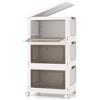 GIANTEX Contenitore impilabile a 3 livelli, scatole in plastica con coperchi e porte, 4 ruote, design pieghevole, organizer per soggiorno, camera da letto (48 x 34 x 82 cm)