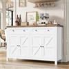HOCSOK 140 cm Credenza Cucina, Madia Soggiorno Moderna con Ripiani Regolabili, Buffet Mobile con 2 Cassetti 4 Ante, per Soggiorno, Cucina, Ingresso, Multiuso, Bianco