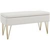 HOMCOM Panca Fondo Letto Singolo con Spazio Contenitore, Panca Camera da Letto Moderna in Tessuto con Gambe in Acciaio per Ingresso, Camera e Salotto, 100x40x49 cm, Crema