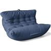 Aiire Pouf Poltrona Sacco di Design - Puff per Sedersi in Cotone con Imbottitura Inclusa - Bean Bag Chair per Salotto, Camera da Letto o Lettura - Pouffe Moderno XXL 2 Posti Blu