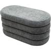 Rebecca Mobili Pouf Lungo Contenitore, Cassapanca Pouf, Grigio, Tessuto Poliestere MDF, Imbottito, Ovale, con Coperchio - Misure HxLxP: 38 x 76 x 38 cm - Art. RE7057