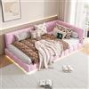 Easexcy Letto diurno, 90 x 200 cm, divano letto, letto con rete a doghe (senza materasso), 16 colori, luce ambientale, porta USB, tipo C, materiale comodo, finta tessuto (rosa, regolare, piccolo)
