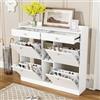 Marooma elegante armadio per scarpe bianco 4 ante 2 cassetti 3 scomparti aperti mobile ingresso moderno 110x26x100 cm