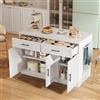 Senmate Isola Cucina con Prese Elettriche e USB, Isola Centrale Multifunzionale con 2 Cassetti, Ripiani Regolabili, Area Bar e Porta Asciugamani, Design Moderno per Appartamento e Cucina (Bianco)