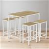 buybyroom Tavolo da bar con 4 sgabelli, Tavolo da pranzo, 100 x 60 x 90 cm, Design