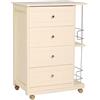 Liberoshopping Carrello Cassettiera GIADA con PORTABOTTIGLIE con piano in ceramica (Avorio)
