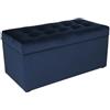 MG Design Pouf contenitore imbottito 45 x 90 cm Blu scuro - capacità ca. 100L, fino a 300 kg, superficie resistente e morbida, struttura solida, già montato e facile da pulire