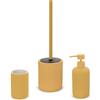 Inbagno Set Accessori Bagno 3 Pezzi in Ceramica Giallo cannettato, Dispenser Sapone portaspazzolini e portascopino Soft Touch, Spring