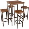 yelloo - Set tavolo Alto e spazioso con 4 sgabelli bar per Cucina, tavolo da cucina, adatto da interno o esterno solo sotto gazebo tenda terrazza (ROMA 66x66 cm Marrone)