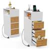Chleby Set di 2 Comodino Stretto con Prese e Porte USB, 25x45x70cm, Bianco-marrone