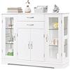 GIANTEX Credenza e Buffet a Ripiani, con 4 Ante e 2 Cassetti, Mensole Regolabili, Armadietto Laterale per Soggiorno, Sala da Pranzo, Cucina, 107 x 30 x 82 cm, Bianco