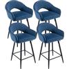 chairus 4 Pezzi Sgabello Bar Girevole in Velluto Sgabelli Alti da Cucina Poltrona Sgabelli Bancone con Gambe in Metallo (Blu(Velluto)-4)