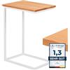 LAMO Manufaktur Tavolino laterale | tavolino per laptop | tavolino da divano | 50x35x67cm | struttura Bianco | piano in 100% vero legno massiccio colore: Naturale