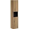 Lomadox Mobile alto da bagno con mensola, rovere e nero, profondità ridotta (40 cm)