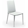 LoryArreda.Com Set 2 Sedie con struttura in metallo verniciato e schienale seduta rivestito in cuoio rigenerato | Schienale alto | Cucina | Sala da Pranzo | Made in Italy (Bianco)