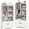 KOMFOTTEU Libreria Scaffale con 5 Scomparti e 2 Armadi, Libreria Verticale da Terra con Dispositivo Anti-Ribaltamento, Mobile Soggiorno in Legno, da Ufficio, Cameretta, Studio, Bianco, 60x29,5x120cm