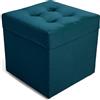 MG Design Pouf contenitore imbottito 45 × 45 cm Blu - capacità ca. 50 L, fino a 300 kg, superficie morbida con leggero riflesso, struttura in legno massiccio, già montato e facile da pulire
