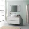 Kiamami Valentina Mobile Bagno Sospeso 100 cm Rovere Bianco Top Beton Elba | Lavabo a ciotola ceramica, specchio led 90x60 cm, 2 cassetti soft close, base già assemblata