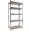 XONE Scaffale 5 Ripiani in MDF Modulabile Metallo zincato e Ripiani in Legno | 90LX40PX180H cm