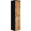 Badplaats B.V. Mobiletto del Bagno Saturnus 130 cm Nero Opaco con Rovere - Mobiletto armadietto per Il Bagno Armadio mobili Cabinet Laterale