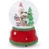 Mousehouse Gifts Palla di Neve Natale Babbo Natale e Reindeere con Neve Decorativa e Musicale