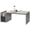 [en.casa] Tavolino da Salotto con Vano Laterale Tavolo Basso da Caffè con Scomparto Portaoggetti per Soggiorno Studio Living 90 x 45 x 35 cm - Effetto Cemento