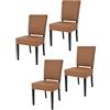 t m c s Tommychairs - Set 4 sedie modello Genny per cucina bar e sala da pranzo, robusta struttura in legno di faggio verniciata in color wengé, imbottita e rivestita in finta pelle cuoio