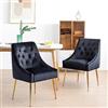 LONXIU Set 2 Sedie Sala da Pranzo in Velluto con Gambe in Metallo, Moderno Sedia da Cucina Imbottita per Cucina, Sedie da Salotto per Sala da Pranzo/Soggiorno (Nero)
