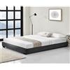 Corium Letto Francese Imbottito Struttura Bassa con Rete a Doghe e Piedini Zona di Riposo 140x200 cm Rivestito in Similpelle Nero