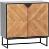 KOMFOTTEU Armadio credenza a 2 ante, angolare in legno con gambe in metallo e protezione antiribaltamento, mobile da cucina a libera installazione per sala da pranzo e soggiorno, ingresso (Nero)
