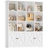 FirFurd Libreria Verticale, Libreria da Parete a 12 Scomparti, Scaffale Legno con 4 Ante, Vetrina Espositiva, per Studio, Ufficio, Soggiorno, 121x29.8x144.8cm (Bianco)