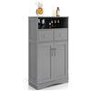 COSTWAY Armadio da Terra con 2 Porte, Mobile da Bagno con 2 Cassetti e 2 Ripiani Regolabili, Mobiletto Multifunzionale per Bagno Cucina e Soggiorno, 60x30x108 cm (Grigio)